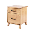 Modern Wooden Nightstand with Two Drawers and Metal Handles