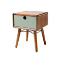 Mid-Century Modern Wooden Nightstand with Drawer and Steel Legs