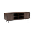 Modern Wooden TV Stand with Sliding Doors and Open Shelves