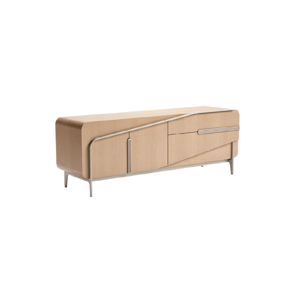 Modern minimalist wooden console with sleek curved design
